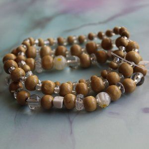 Brown Wooden Beaded Set of Three Stretch Bracelets NWT